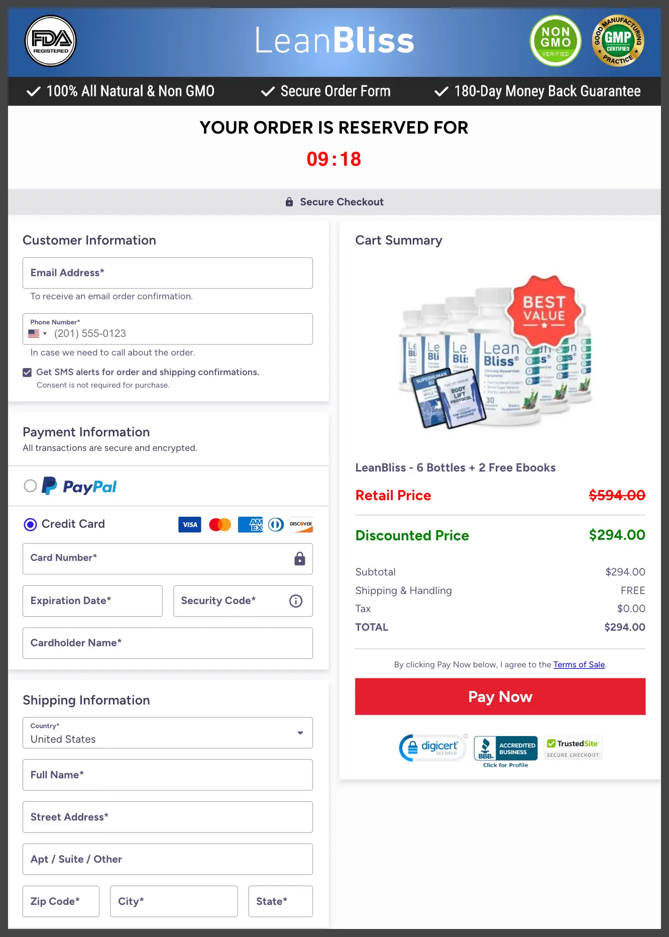 LeanBliss Official Website Secure Order Page